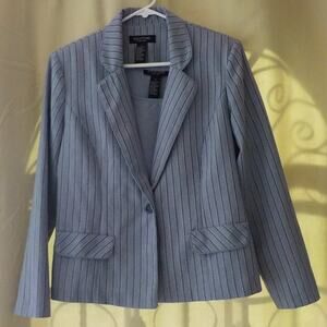 VTG Perceptions NY Blue Blazer and Top Set Women Sz 10 Stripe Preppy 90s Classic